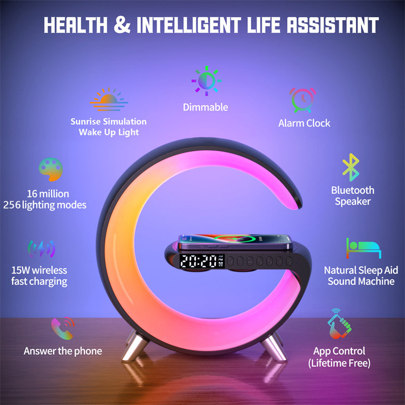 New Intelligent LED Lamp Bluetooth Speake Wireless Charger Atmosphere Lamp App Control