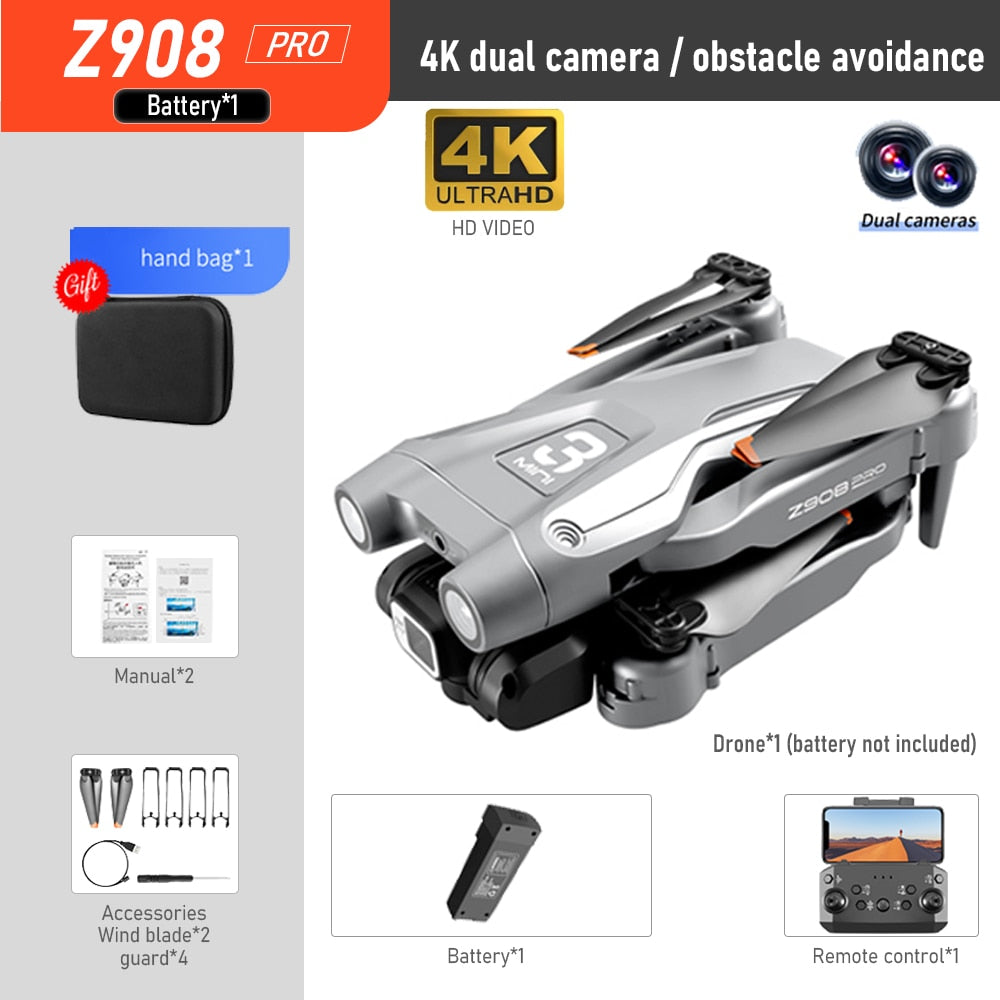 NEW Z908 Pro Drone 4K HD Professional ESC Dual Camera Optical Flow Localization 2.4G WIFi Obstacle Avoidance Quadcopter Toy