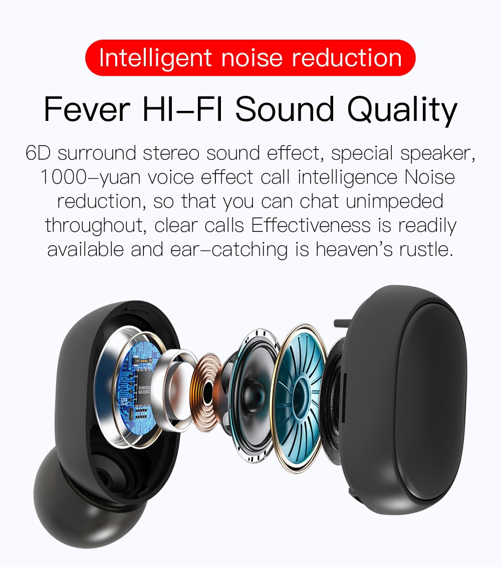 TWS E6S Bluetooth Earphones Wireless bluetooth headset Noise Cancelling Headsets With Microphone Headphones For Xiaomi Redmi