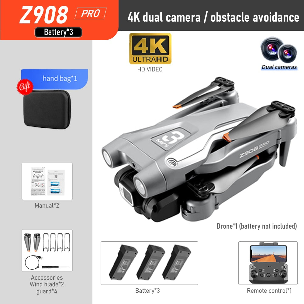 NEW Z908 Pro Drone 4K HD Professional ESC Dual Camera Optical Flow Localization 2.4G WIFi Obstacle Avoidance Quadcopter Toy