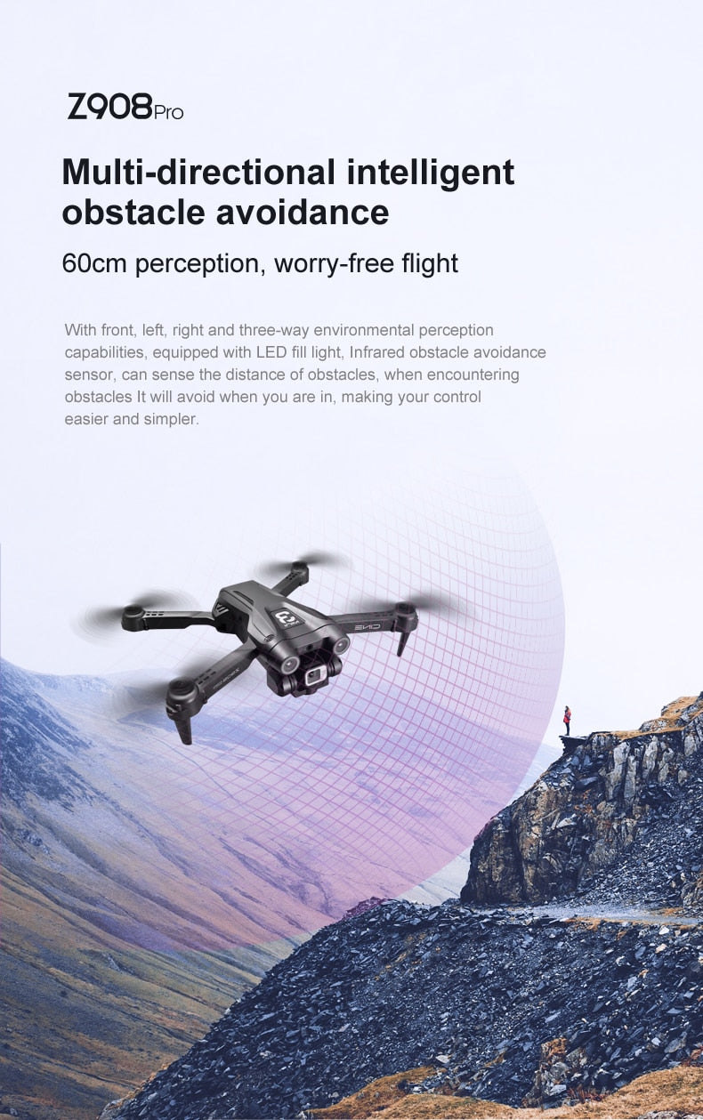 NEW Z908 Pro Drone 4K HD Professional ESC Dual Camera Optical Flow Localization 2.4G WIFi Obstacle Avoidance Quadcopter Toy