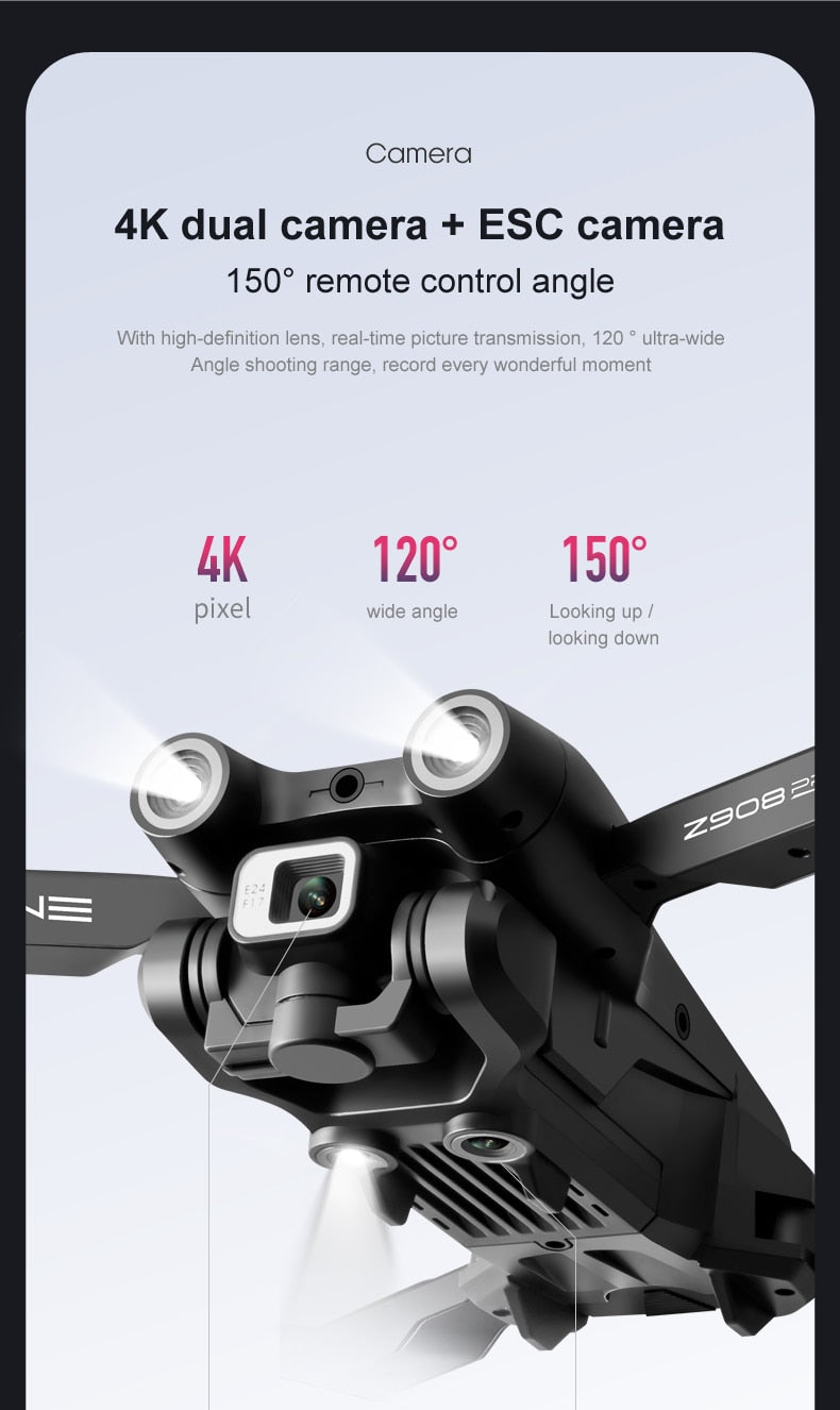 NEW Z908 Pro Drone 4K HD Professional ESC Dual Camera Optical Flow Localization 2.4G WIFi Obstacle Avoidance Quadcopter Toy