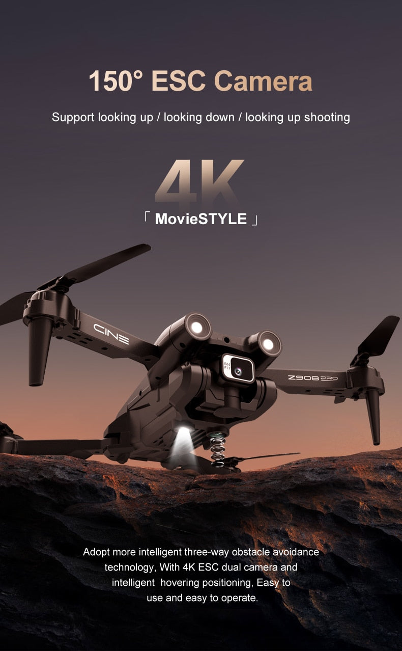 NEW Z908 Pro Drone 4K HD Professional ESC Dual Camera Optical Flow Localization 2.4G WIFi Obstacle Avoidance Quadcopter Toy