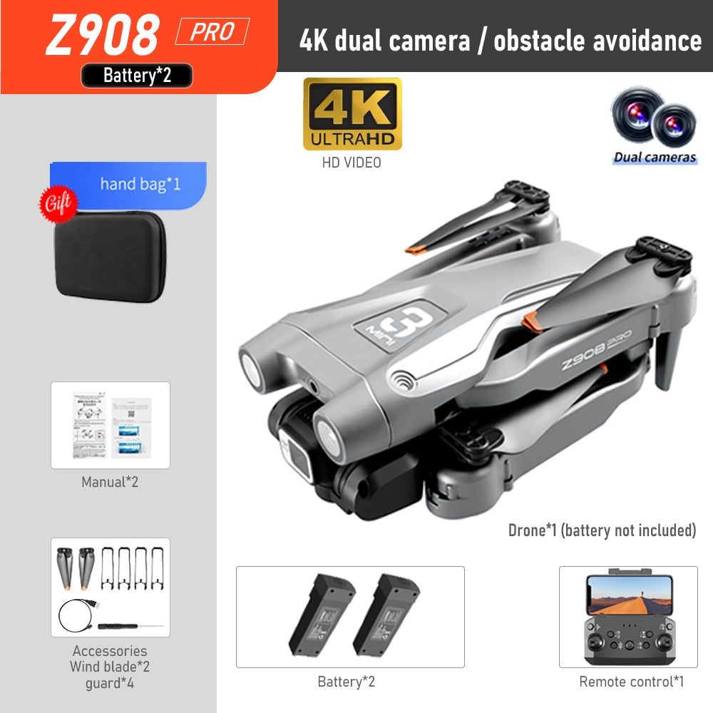 NEW Z908 Pro Drone 4K HD Professional ESC Dual Camera Optical Flow Localization 2.4G WIFi Obstacle Avoidance Quadcopter Toy