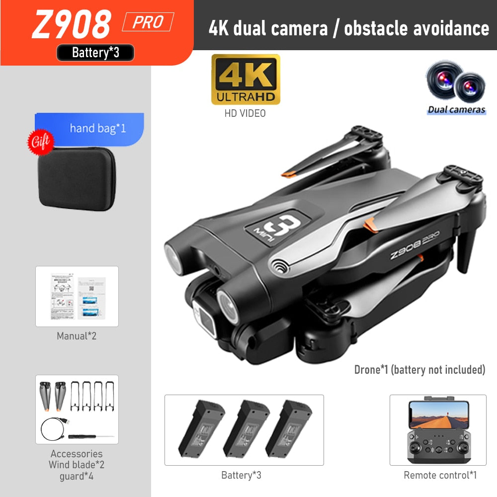 NEW Z908 Pro Drone 4K HD Professional ESC Dual Camera Optical Flow Localization 2.4G WIFi Obstacle Avoidance Quadcopter Toy