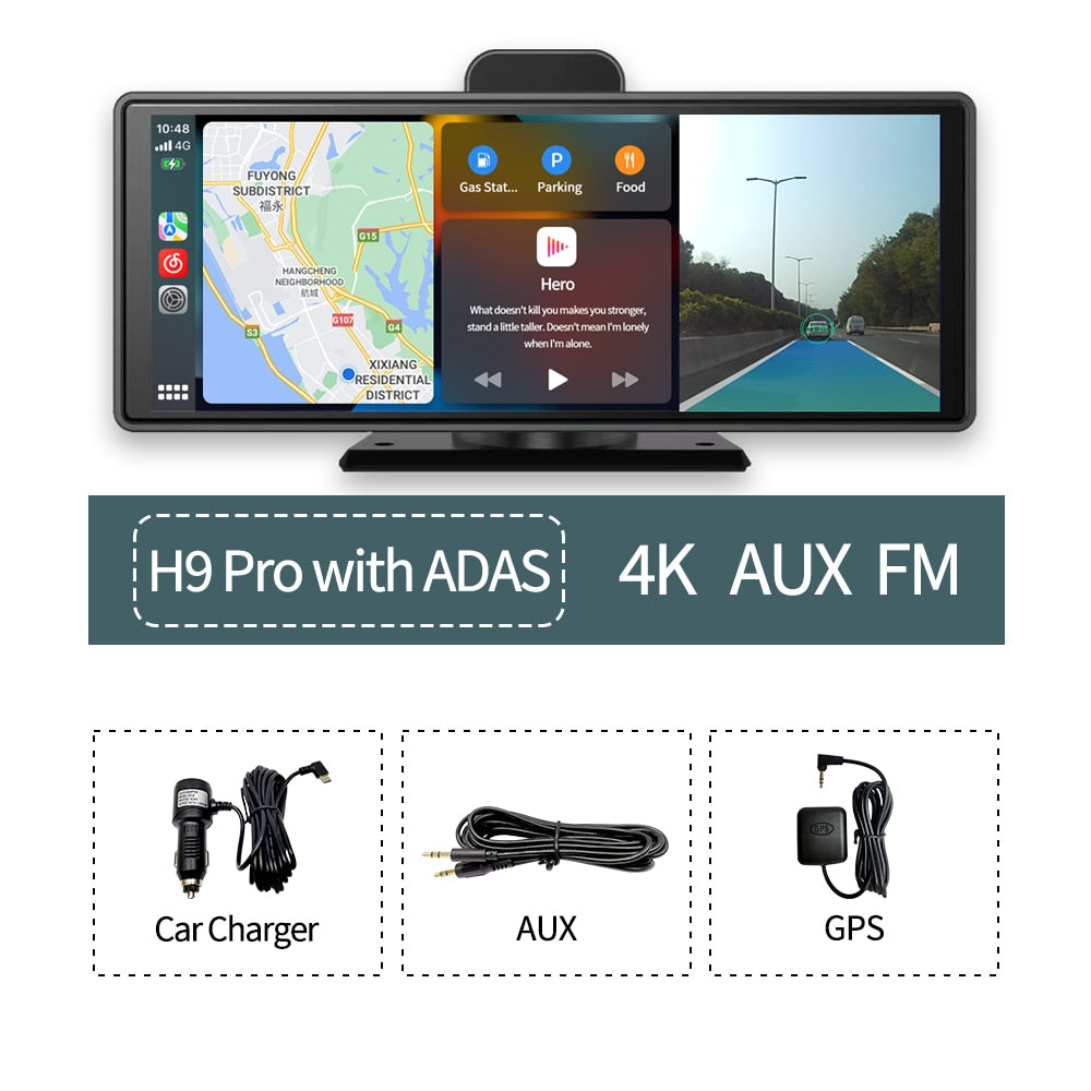 4K Dash Cam ADAS Wireless CarPlay Android Auto Car DVR 5G WiFi GPS Navigation Rearview Camera Dashboard Video Recorder