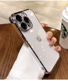 Luxury Official Titanium Gray Plating Case For IPhone 15 14 13 12 11 Pro Max Plus Mini XS XR X Clear Lens Film Protection Cover