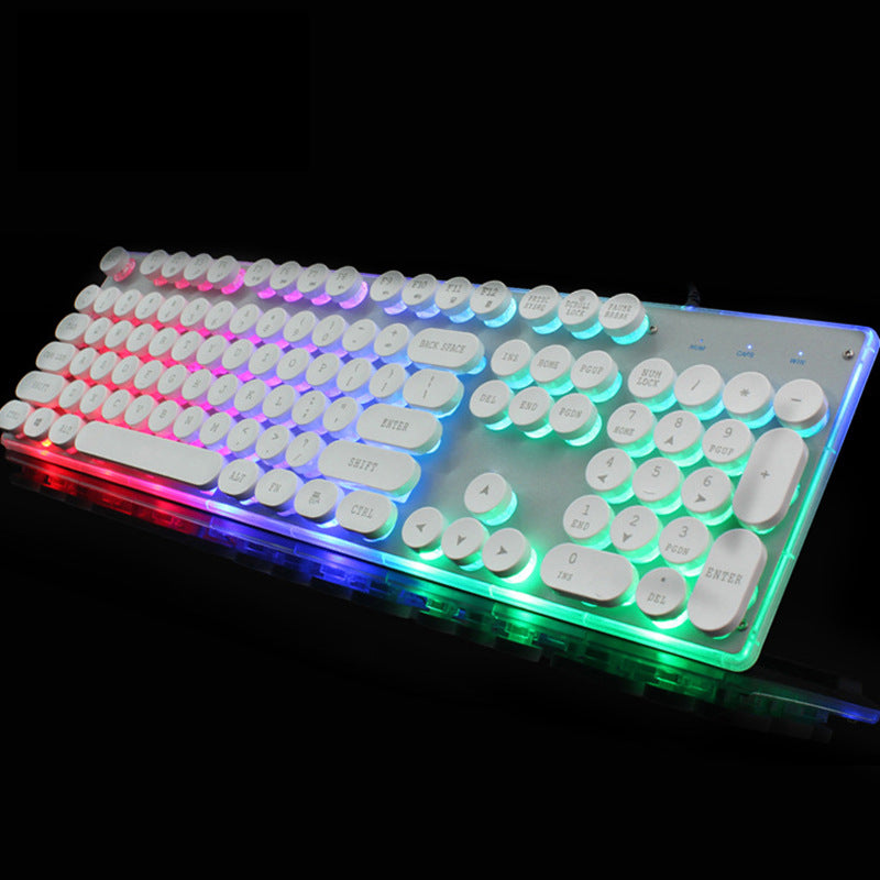 Colorful Crystal Luminous Wired Keyboard Mouse Set Apple Colorful Gamming Mouse and Keyboard