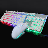 Colorful Crystal Luminous Wired Keyboard Mouse Set Apple Colorful Gamming Mouse and Keyboard